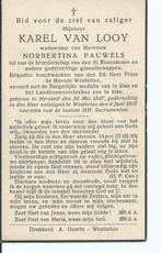 Karel Van Looy 1847-1937 Herselt  Boswachter Pr. de Mérode, Verzamelen, Ophalen of Verzenden, Rouwkaart