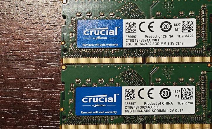 Crucial DDR4 laptop ram 2x 8 GB, Computers en Software, RAM geheugen, Zo goed als nieuw, Desktop, 16 GB, DDR4, Ophalen of Verzenden