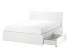 Cadre de lit Ikea Malm + sommier à lattes Leirsund, Enlèvement, Utilisé, 180 cm, 200 cm