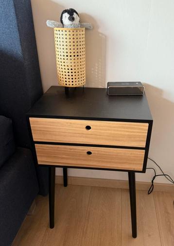 Set van 2! RIMINI Nachtkastjes Zwart met houtlook beschikbaar voor biedingen