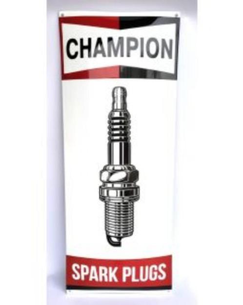 Champion spark plugs emaillen bord garage reclame borden, Collections, Marques & Objets publicitaires, Comme neuf, Panneau publicitaire