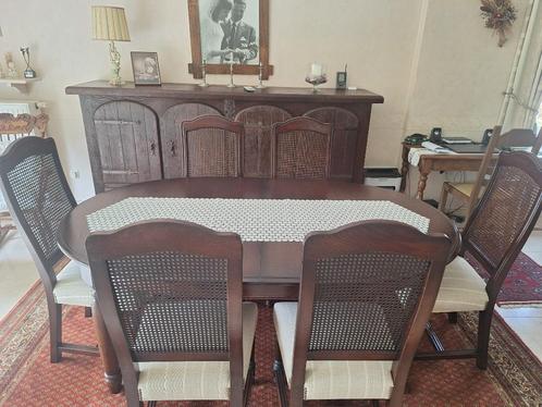 Eetkamerset + 2 Kasten in massief hout, Huis en Inrichting, Tafels | Eettafels, Zo goed als nieuw, Vijf personen of meer, Ovaal