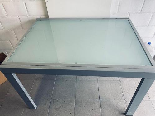 Tafel, Huis en Inrichting, Tafels | Eettafels, Gebruikt, 100 tot 150 cm, 150 tot 200 cm, Rechthoekig, Glas, Ophalen