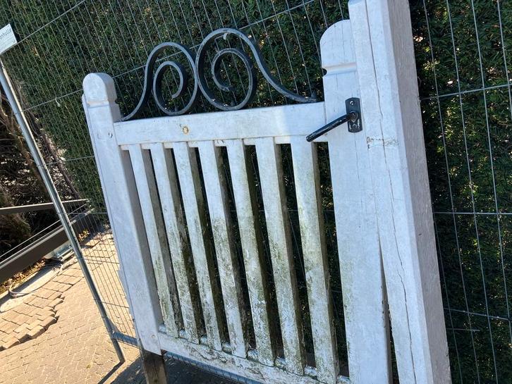 Wit Siertuinhekje, Tuin en Terras, Tuinhekken en Hekwerk, Gebruikt, Sierhekwerk, Hout, Met poort, Ophalen
