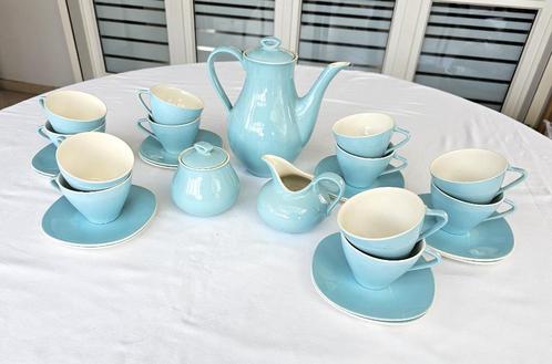 Retro porseleinen koffieservies – 12 personen - Boch, Antiek en Kunst, Antiek | Servies compleet, Ophalen