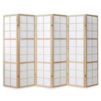 Kamerscherm roomdivider hout shoji 6 delig inklapbaar Nature, Verzenden, Nieuw