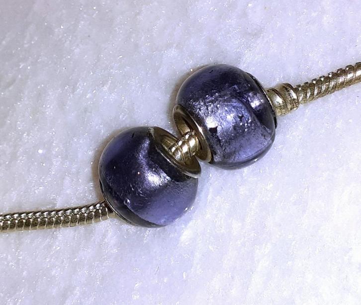 Murano Bedels set voor bedelarmband paars en zwart, Handtassen en Accessoires, Bedels, Nieuw, Overige merken, Glas of Kristal