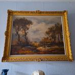 Familieschilderij gesigneerd door Émile Lammers, Antiek en Kunst, Kunst | Schilderijen | Klassiek