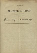 Ancien document notarié 1911, Verzamelen, Gebruikt, Ophalen of Verzenden