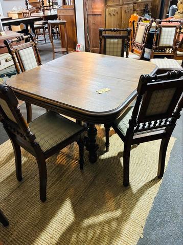 Table ancienne avec 6 chaises, Antiquités & Art, Enlèvement
