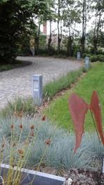 Belgische blauwehardsteen tuinverlichting, Glas, Ophalen of Verzenden, Zo goed als nieuw