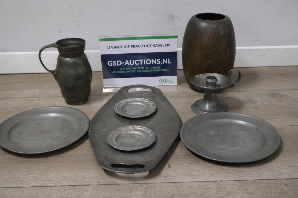 Mix van 8 Stuks Antiek Tin