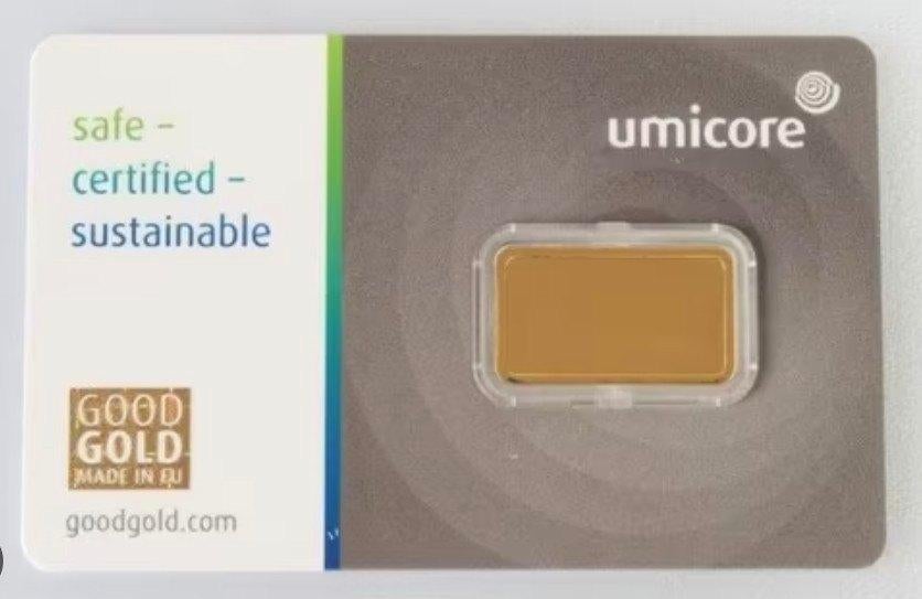 Lingot d'or Umicore certifié de 2,5 gramme, Timbres & Monnaies, Métaux nobles & Lingots, Enlèvement ou Envoi, Or