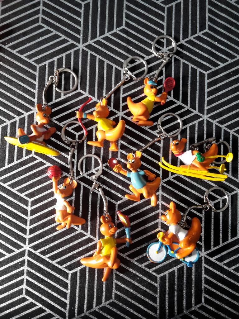 8 Vintage Walibi sleutelhangers, sport, kangoeroes, 80’s, Verzamelen, Ophalen of Verzenden, Gebruikt, Sport
