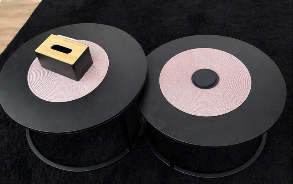 Salon tafel set, Ophalen, 50 tot 100 cm, 50 tot 75 cm, Zwart