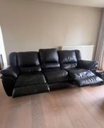 Zwarte leren zetelset (drie- en tweezit), Ophalen, Gebruikt, Leer