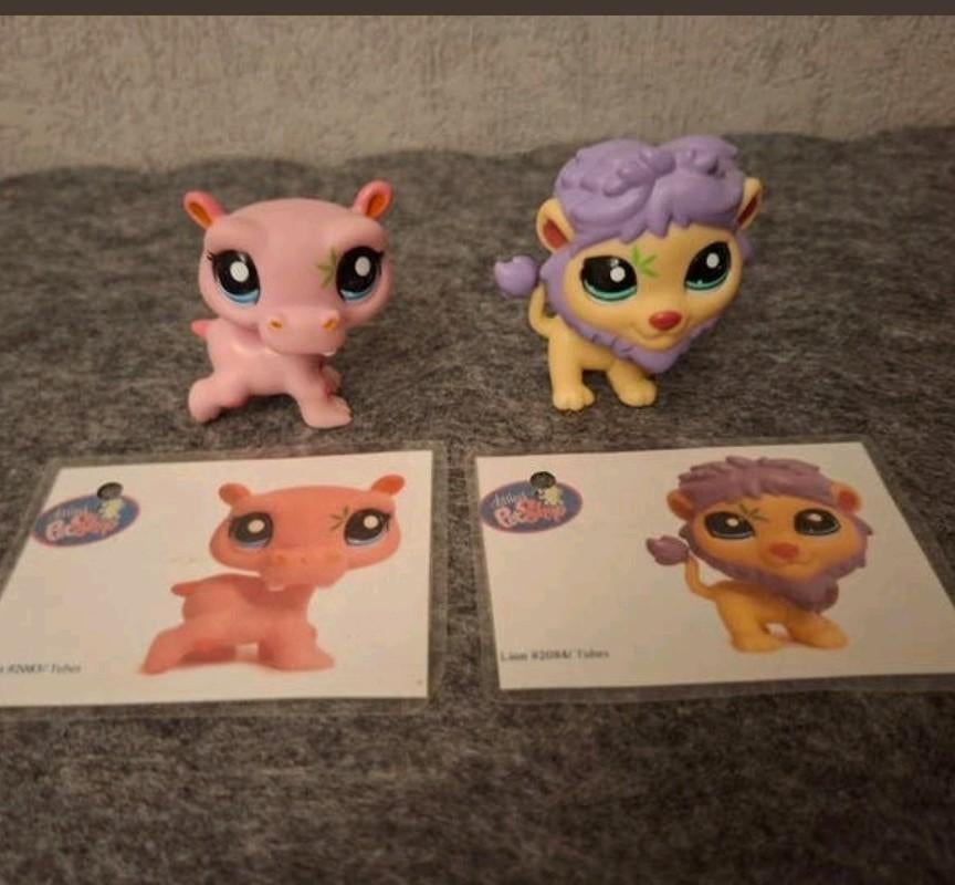 Littlest Pet Shop (LPS) figuren : tubes nijlpaard en leeuw, Ophalen of Verzenden