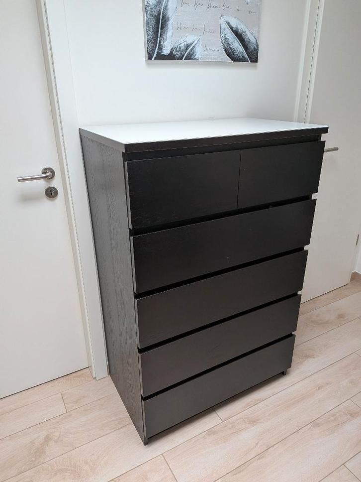 Commode 6 tiroirs IKEA MALM, Huis en Inrichting, Kasten | Ladekasten, Gebruikt, 100 tot 150 cm, 50 tot 100 cm, 25 tot 50 cm, Glas