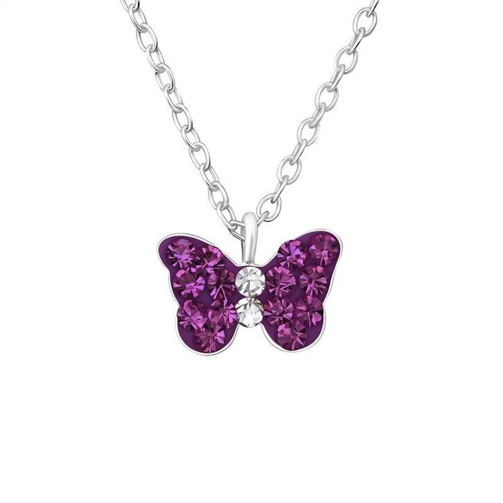 Collier papillon en argent et cristal pour enfant - SOLDES !, Bijoux, Sacs & Beauté, Bijoux pour enfant, Neuf, Collier, Argent