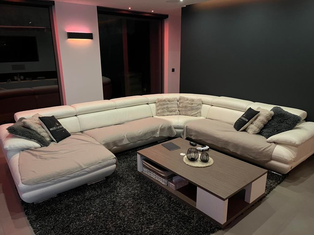 Wit Italiaans leder hoeksofa, Ophalen, Gebruikt