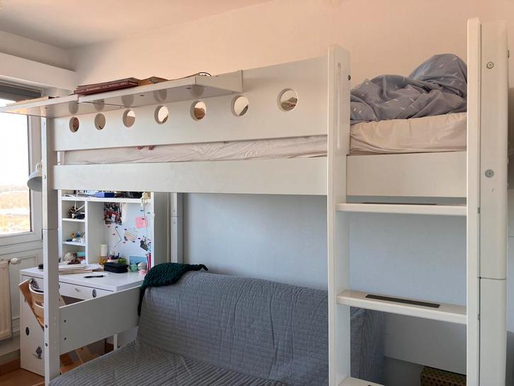 Lit simple Flexa Blanc 90x190 cm, montants blancs 3 hauteurs, Maison & Meubles, Chambre à coucher | Lits superposés & Lits mezzanines