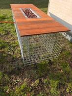 Vuurtafel in steenkorf + bamboe hout, Ophalen, Nieuw