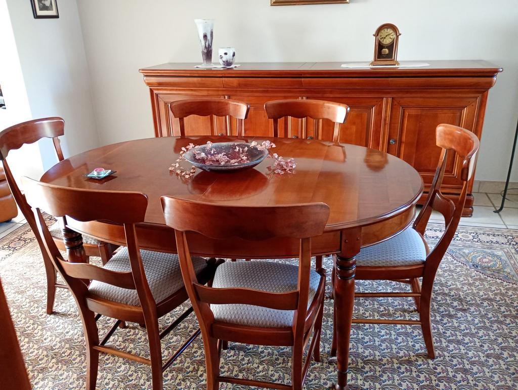 Eetkamer met zes stoelen, barkast en dressoir, Maison & Meubles, Salles à manger complètes, Utilisé, 6 à 8 chaises, Enlèvement