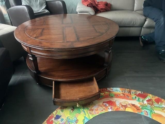 eiken ronde salontafel, Huis en Inrichting, Tafels | Salontafels, 75 cm of meer, 100 tot 150 cm, 100 tot 150 cm, Rond, Eikenhout