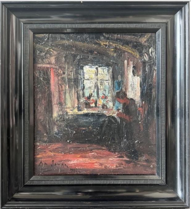 huile sur panneau interieur signe armand jamar, Enlèvement ou Envoi