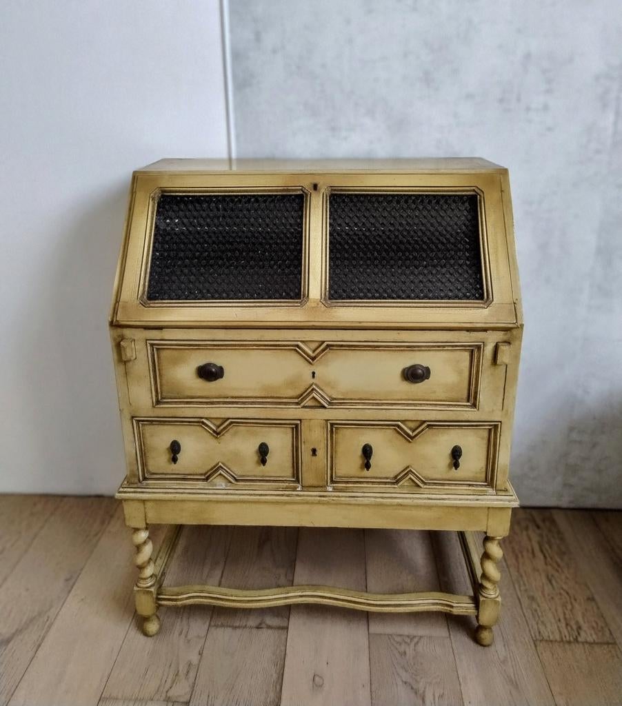 Vintage secretaire / klepbureau met bijhorende stoel, Ophalen