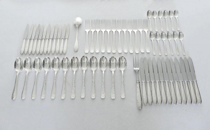 erzilverde Art Deco Bestekset - 62-st/12-pers. - 1920's, Antiek en Kunst, Antiek | Bestek, Verzenden