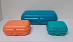 Tupperware™ Trio « Lunchbox en Snackbox » bleu  - saumon, Envoi, Neuf, Bleu, Boîte