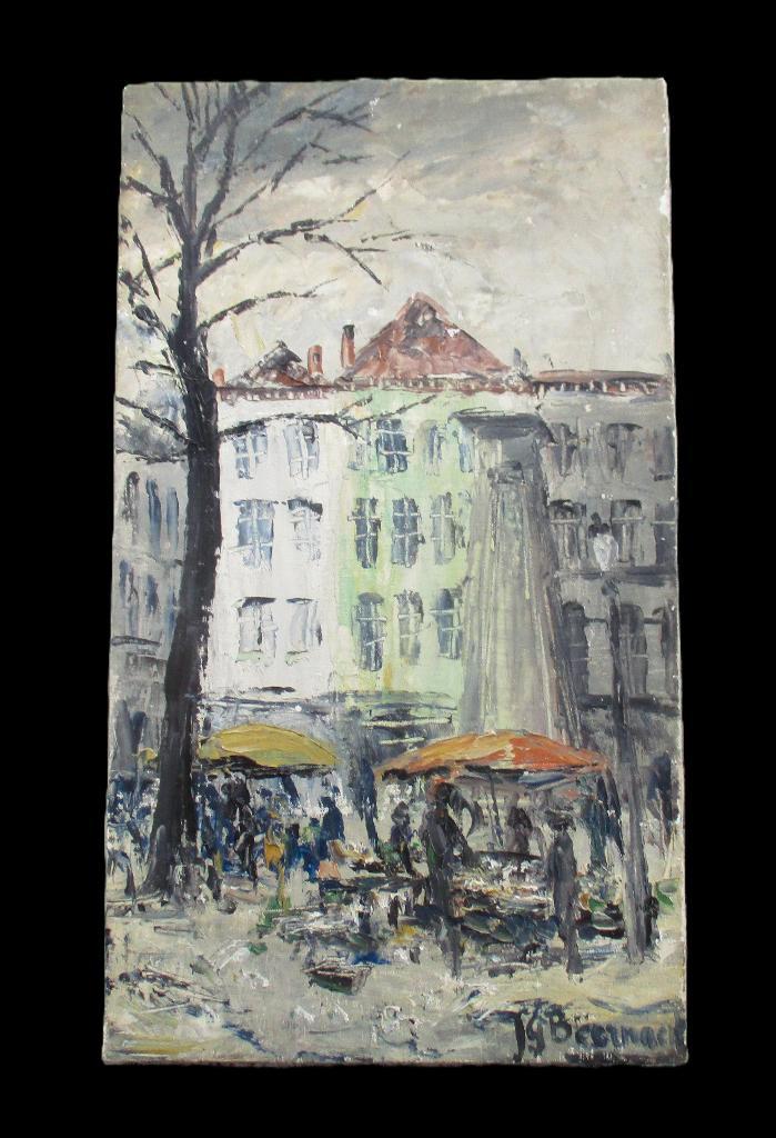 Jean-Guy Beernaert (1928 - 1998) Marché  vendredi à Anvers, Antiquités & Art, Art | Peinture | Classique, Enlèvement ou Envoi