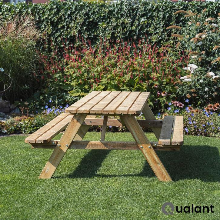 Geïmpregneerde Nieuwe Picknicktafels, Jardin & Terrasse, Tables de pique-nique, Neuf, Rectangulaire, Bois, Pliant, Enlèvement ou Envoi