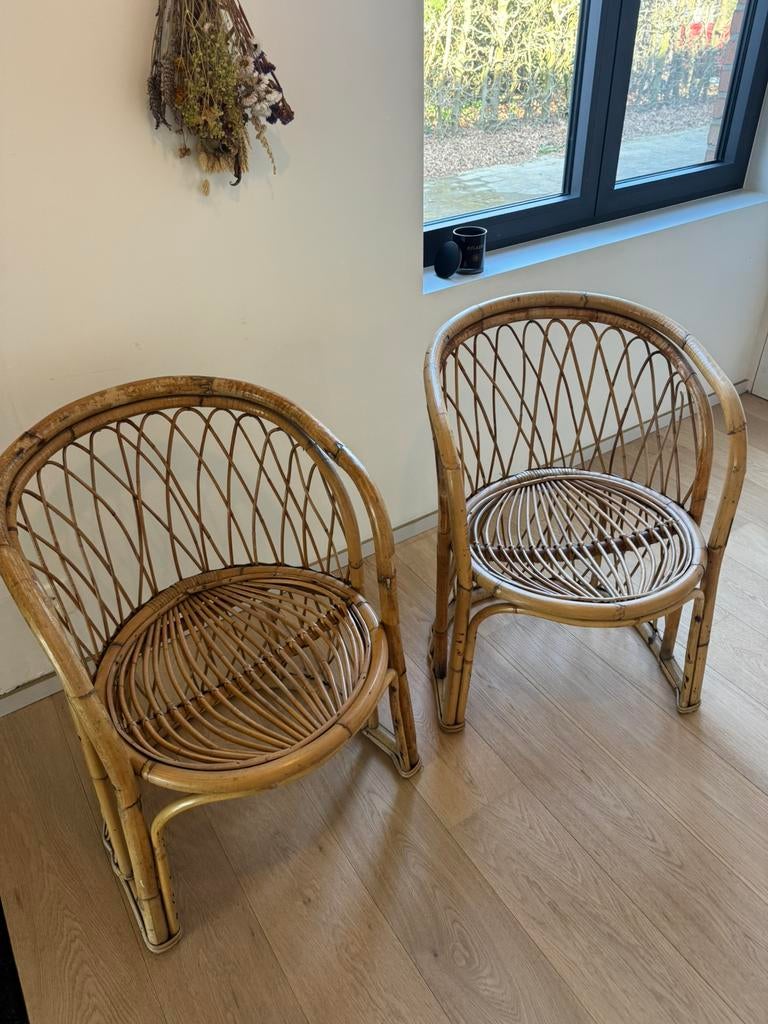 2 x vintage rotan stoel, Huis en Inrichting, Stoelen, Ophalen, Zo goed als nieuw