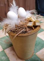 mooi decoratief paas nestje in hoge sierpot 20cm hoog, Enlèvement ou Envoi