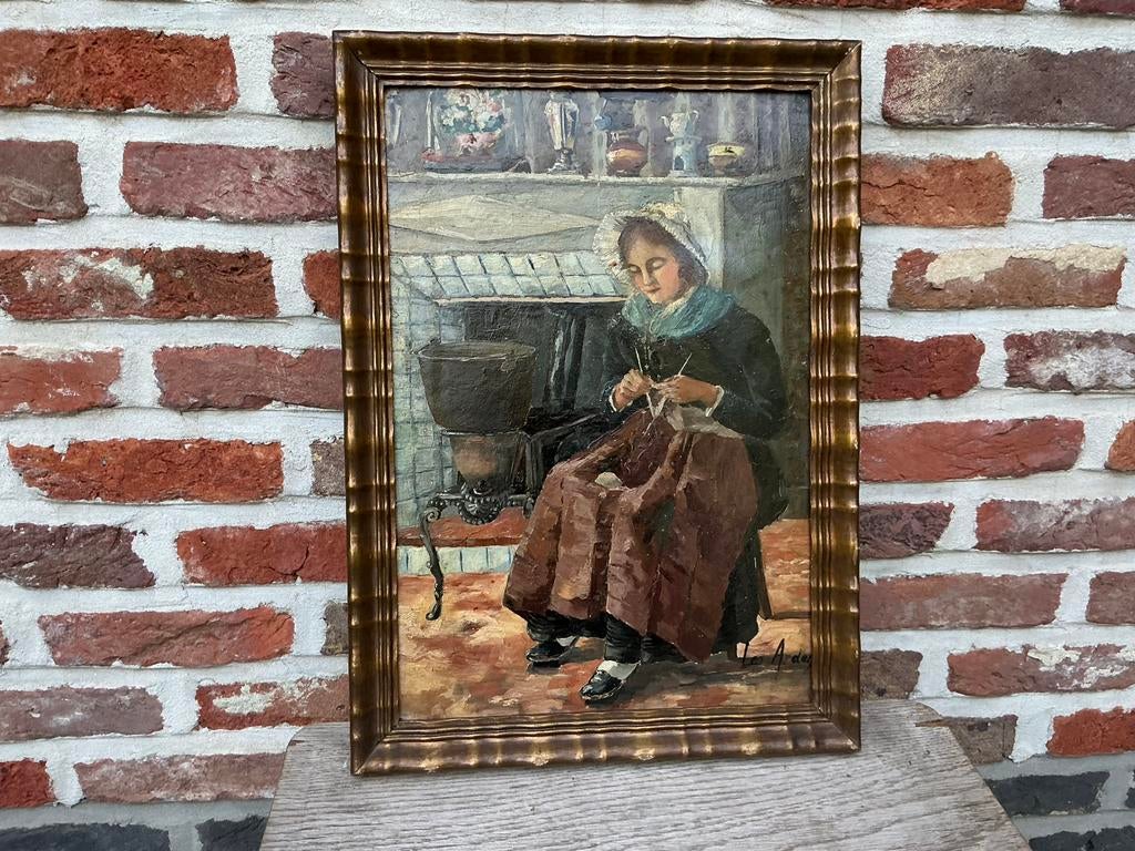 Léo(nie) Arden °1860+1904) olie/board., Ophalen of Verzenden