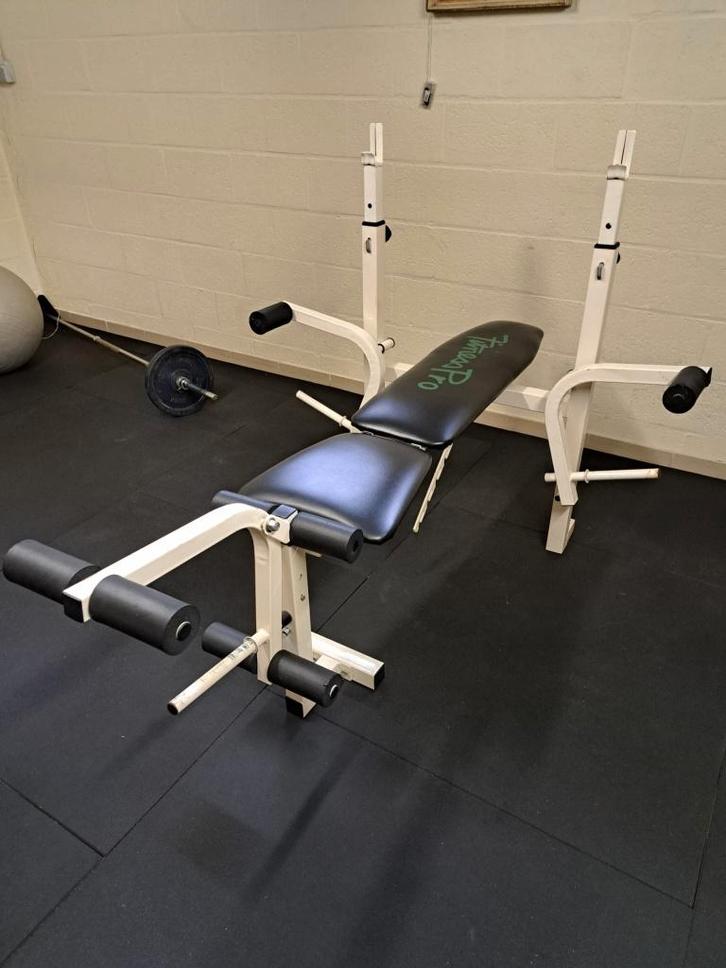 Verstelbare fitnessbank met extra been- en armmodule, Sport en Fitness, Fitnessapparatuur, Zo goed als nieuw, Krachtstation, Armen