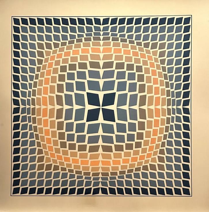 Victor Vasarely – QUASAR-2 – 59 x 59 cm – 1974, Antiek en Kunst, Kunst | Litho's en Zeefdrukken, Ophalen of Verzenden