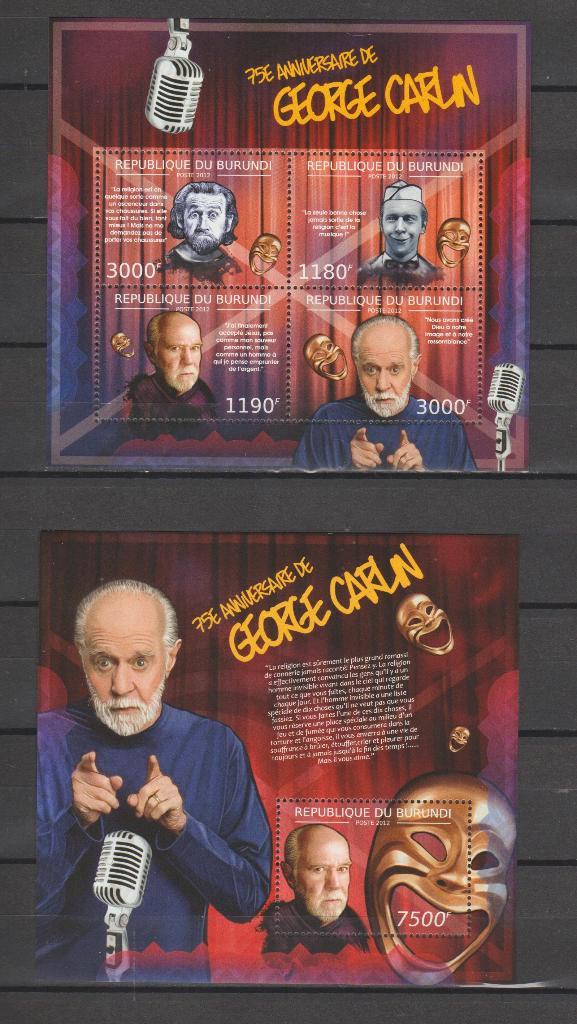 Burundi 2012 George Carlin Block **, Timbres & Monnaies, Timbres | Afrique, Non oblitéré, Autres pays, Enlèvement ou Envoi