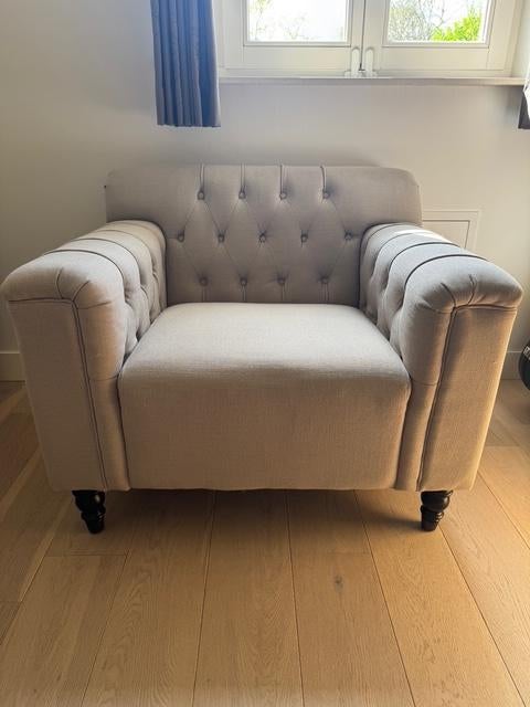 1-zit zetel in stof – Engelse stijl, Huis en Inrichting, Fauteuils, Gebruikt, Stof, 75 tot 100 cm, 75 tot 100 cm, Ophalen