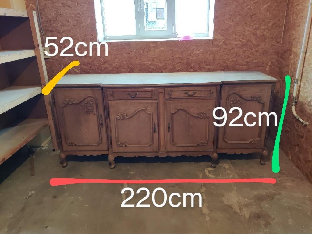 Authentique armoire en bois à mi-hauteur, Avec tiroir(s), 200 cm ou plus, Enlèvement, Utilisé