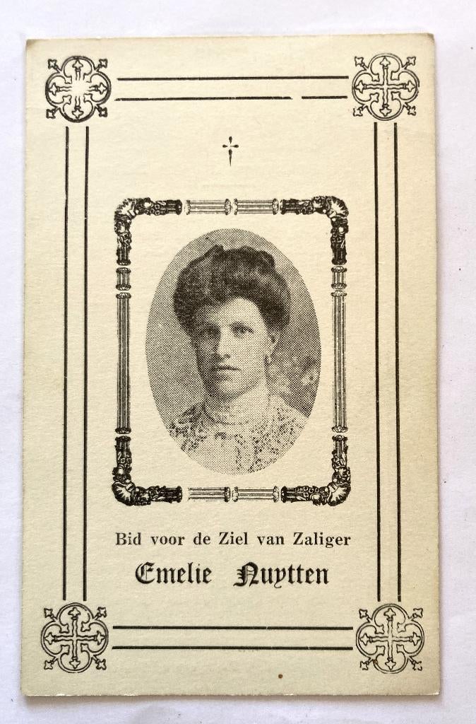 Canadees Bidprentje van Emelie Nuytten uit West-Vlaanderen, Ophalen of Verzenden, Bidprentje