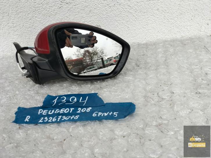 232673078, PEUGEOT 208 6PIN + 5PIN RECHTER SPIEGEL, Auto-onderdelen, Spiegels, Peugeot, Gebruikt