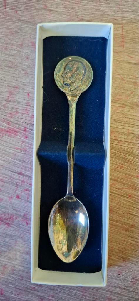 Zilveren lepel, Koning Boudewijn, Antiek en Kunst, Antiek | Bestek, Ophalen of Verzenden