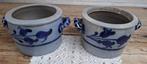 Stel van 2 oude Keulse potten met tulpen, Antiek en Kunst, Ophalen of Verzenden