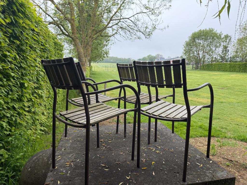 Tuinstoelen met verleden, Tuin en Terras, Ophalen, Gebruikt, Metaal, Stapelbaar