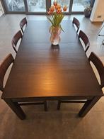 Eettafel met 6 stoelen, Huis en Inrichting, Tafels | Eettafels, Ophalen, Gebruikt, Eikenhout, 200 cm of meer
