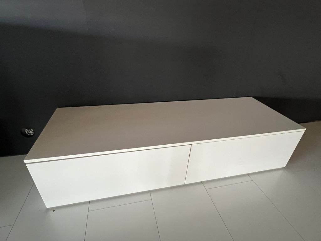 Meuble bas en mélamine blanche avec 2 tiroirs, Moins de 100 cm, 150 à 200 cm, Comme neuf, Enlèvement