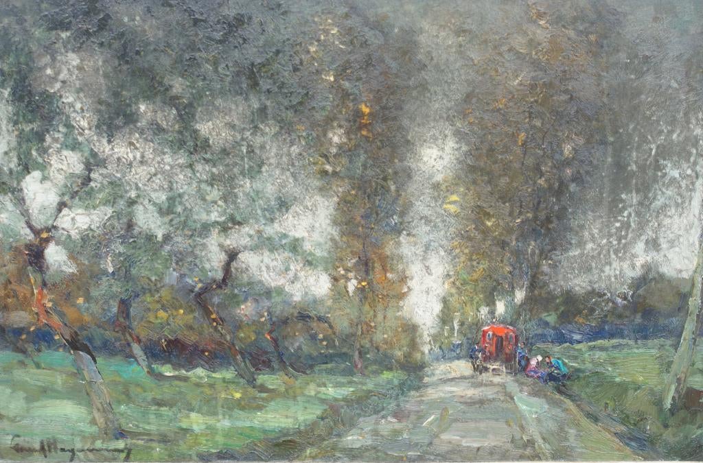 Paul Hagemans (1884-1959): Landelijke weg (95 x 70 m), Antiek en Kunst, Kunst | Schilderijen | Klassiek, Ophalen of Verzenden